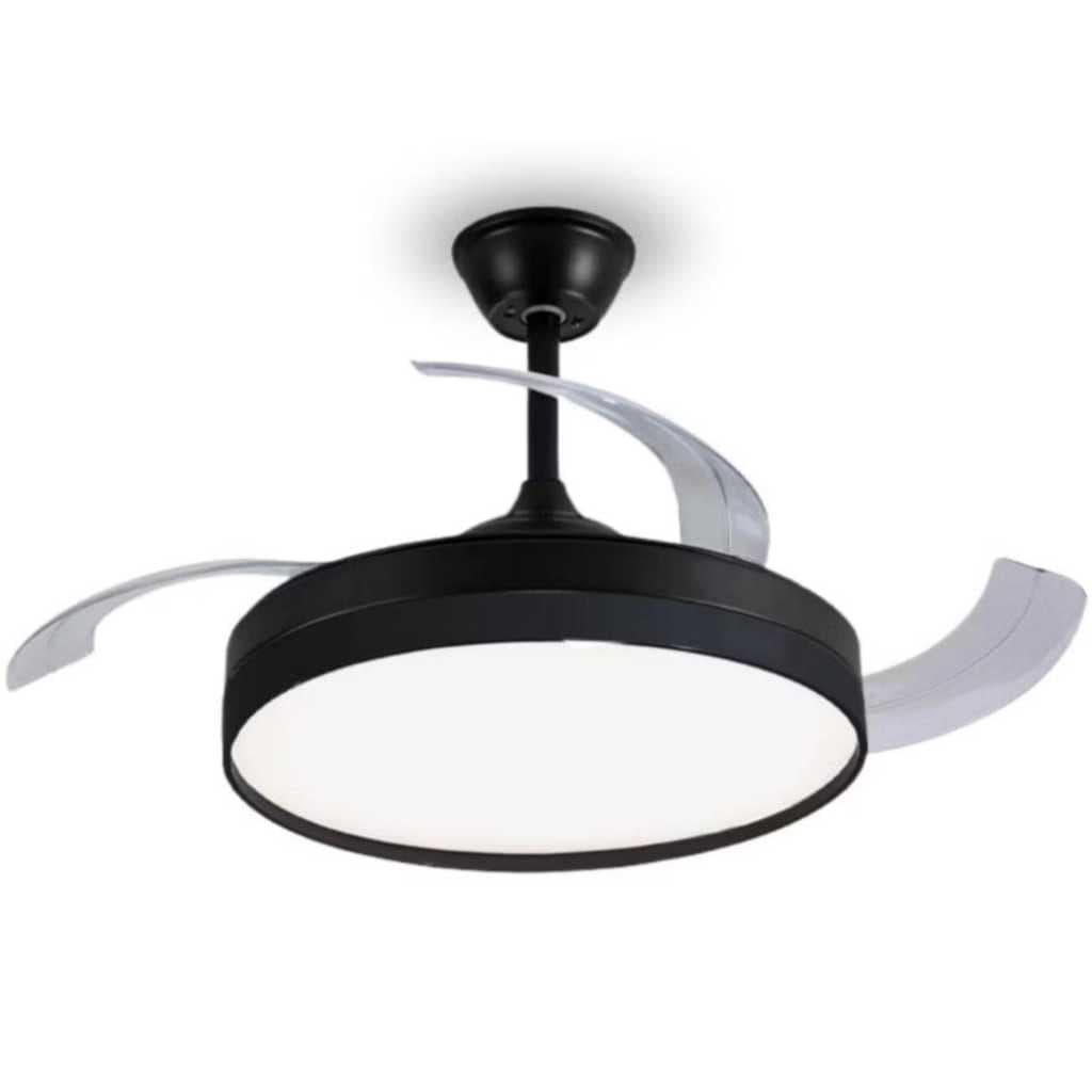 Ventilador De Teto Retratil 3 Pás Com Luz E Controle Remoto Multicolor Ultra Silencioso Moderno