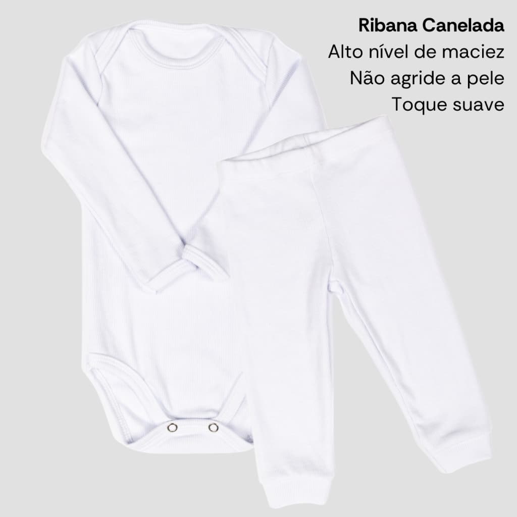 Conjunto Bebê body manga longa e calça canelada menina e menino 03c2