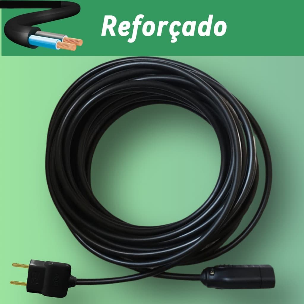 Extensão Elétrica 10 Metros cabo Pp 2x2,5mm Plug Reto Reforçada Fio Grosso 5,8,10,15 Mts