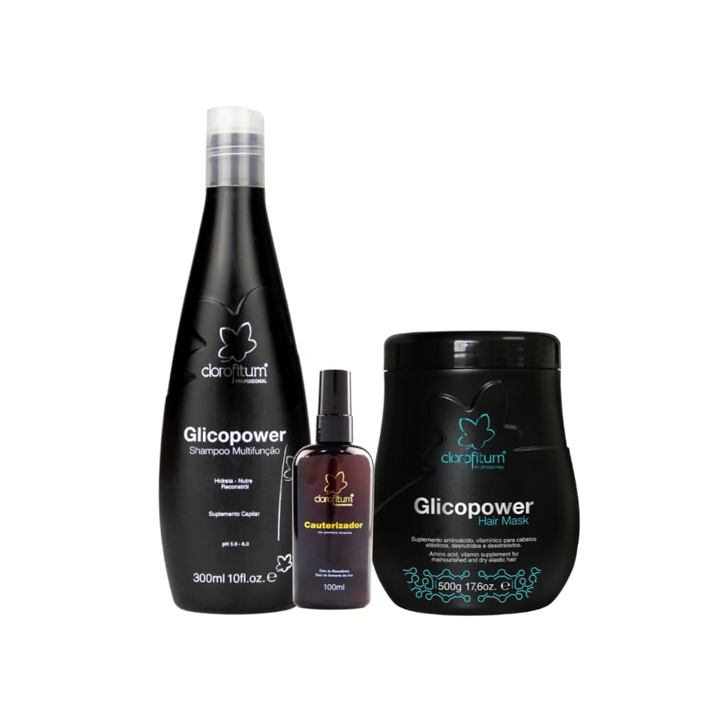 Shampoo Máscara de Reconstrução Capilar Glicopower e Reparador de Pontas Macadâmia de 100 ml