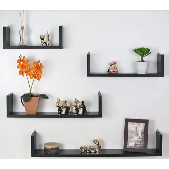 4 Prateleira Nicho U 30/40/50/60 Preto / Branco Decoração Livros Sala Quarto Cozinha