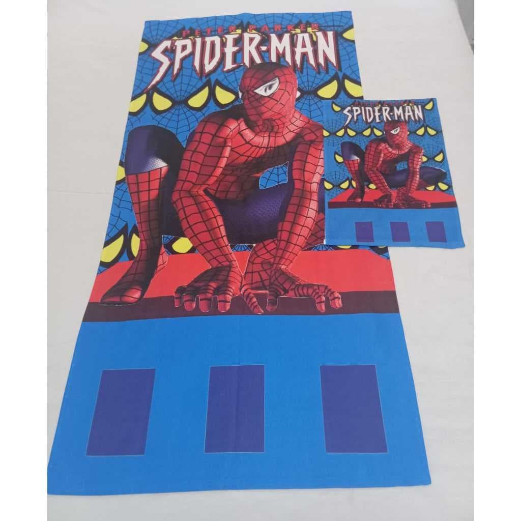 Kit Toalha de Banho + Toalha de rosto/mão Lancheira Infantil Homem Aranha