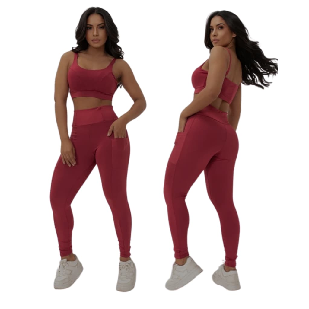 Conjunto Legging com Bolso e Top Com Bojo