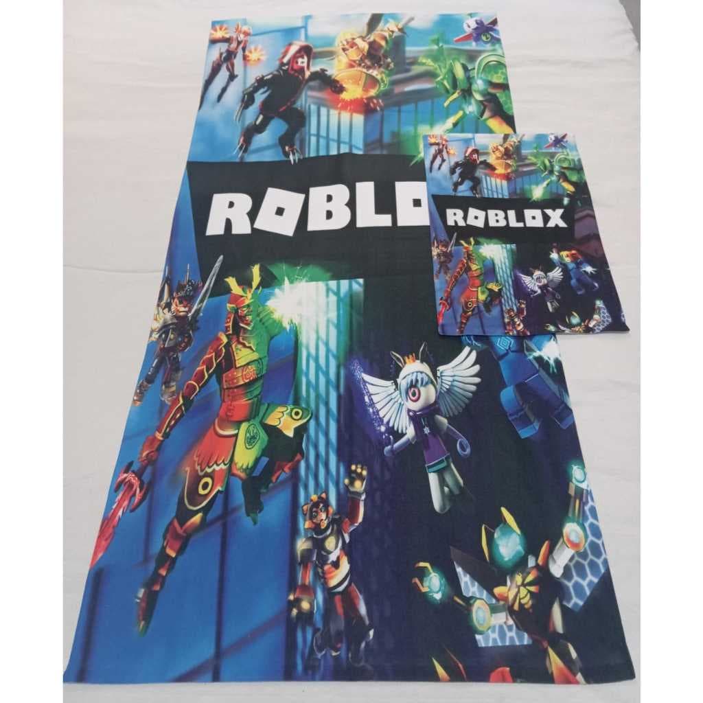 Kit Toalha de Banho + Toalha de rosto/mão Lancheira Roblox