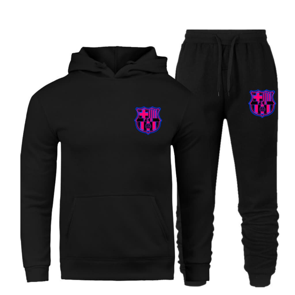 Conjunto Moletom Barcelona Barça Frio Algodão Flanelado Blusão com Capuz