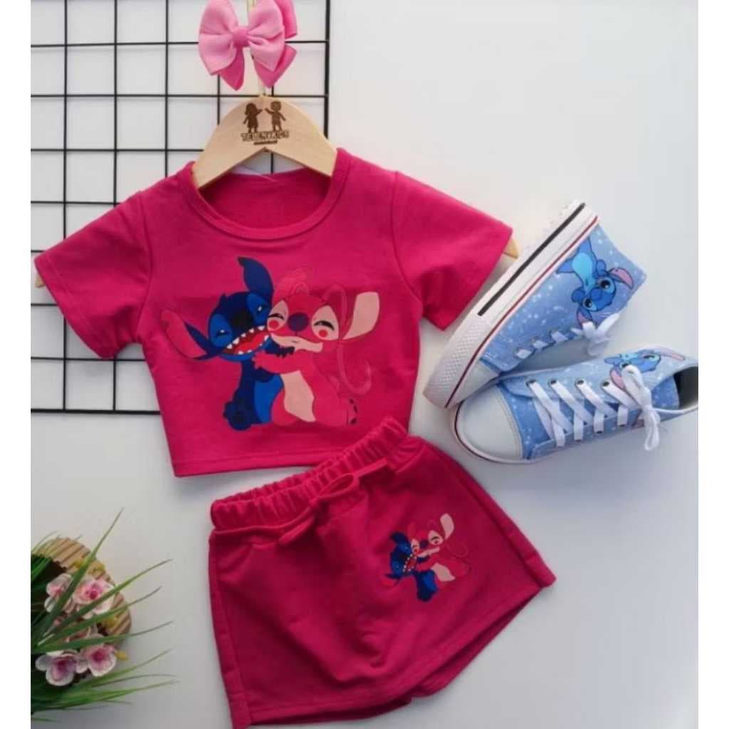 Conjunto INFANTIL/JUVENIL MENINA BLUSA + SHORT SAIA MENINA MODA BLOGUEIRA