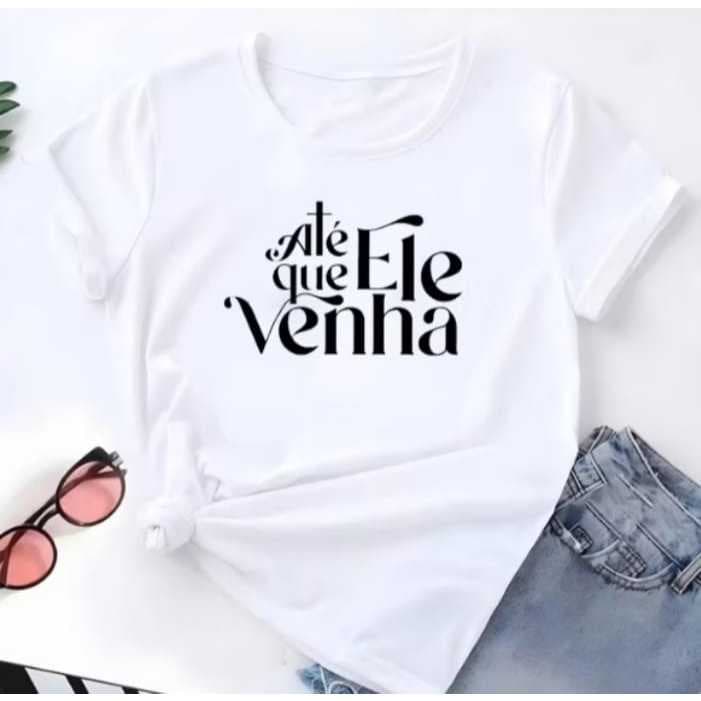 Camiseta T Shirt Feminina Masculina Algodão Moderno Estampa escrita Gola redonda