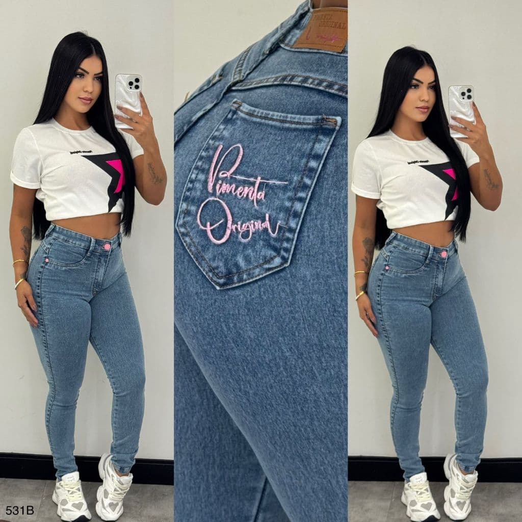 Linda Calça Jeans Feminina Sal E Pimenta Qualidade Premium