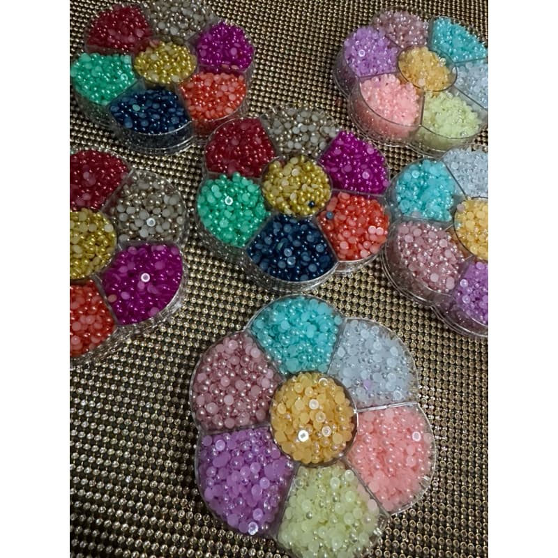 Meia pérola 04mm kit com 7 cores(10 gr cada) mais caixinha organizadora