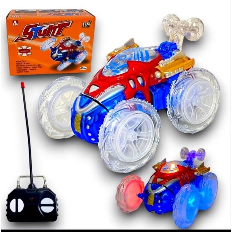 Carrinho Maluco Controle Remoto Gira 360° Com Luz Brinquedo