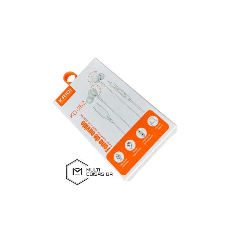 Fone de Ouvido com Fio tipo C Kaidi KD-262