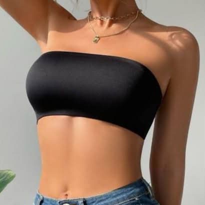 Top Faixa Tomara Que Caia Cropped Sem Alça Básico Liso Confortavel Sem Bojo Casual Barato