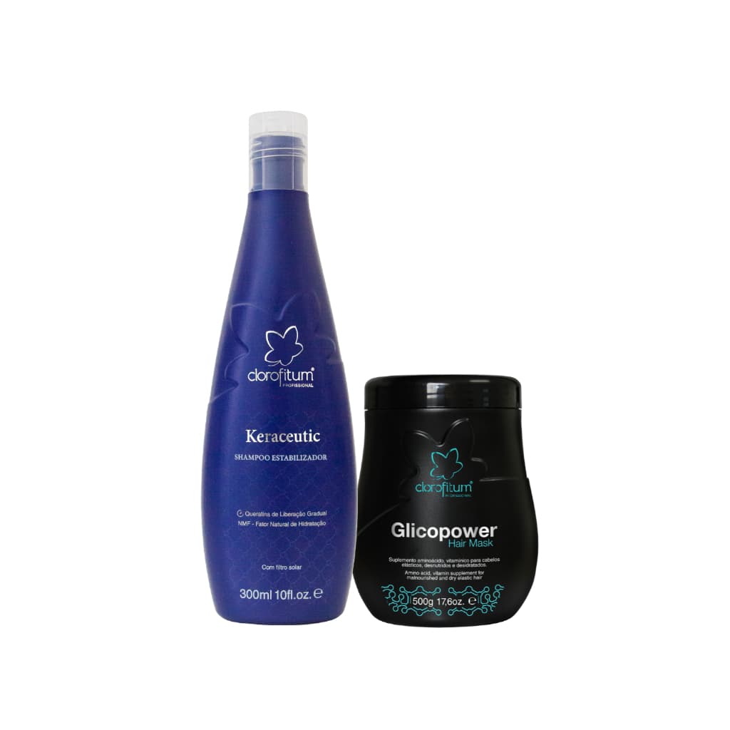 kit Máscara de Reconstrução de 500 g e Shampoo de Queratina Keraceutic de 300ml