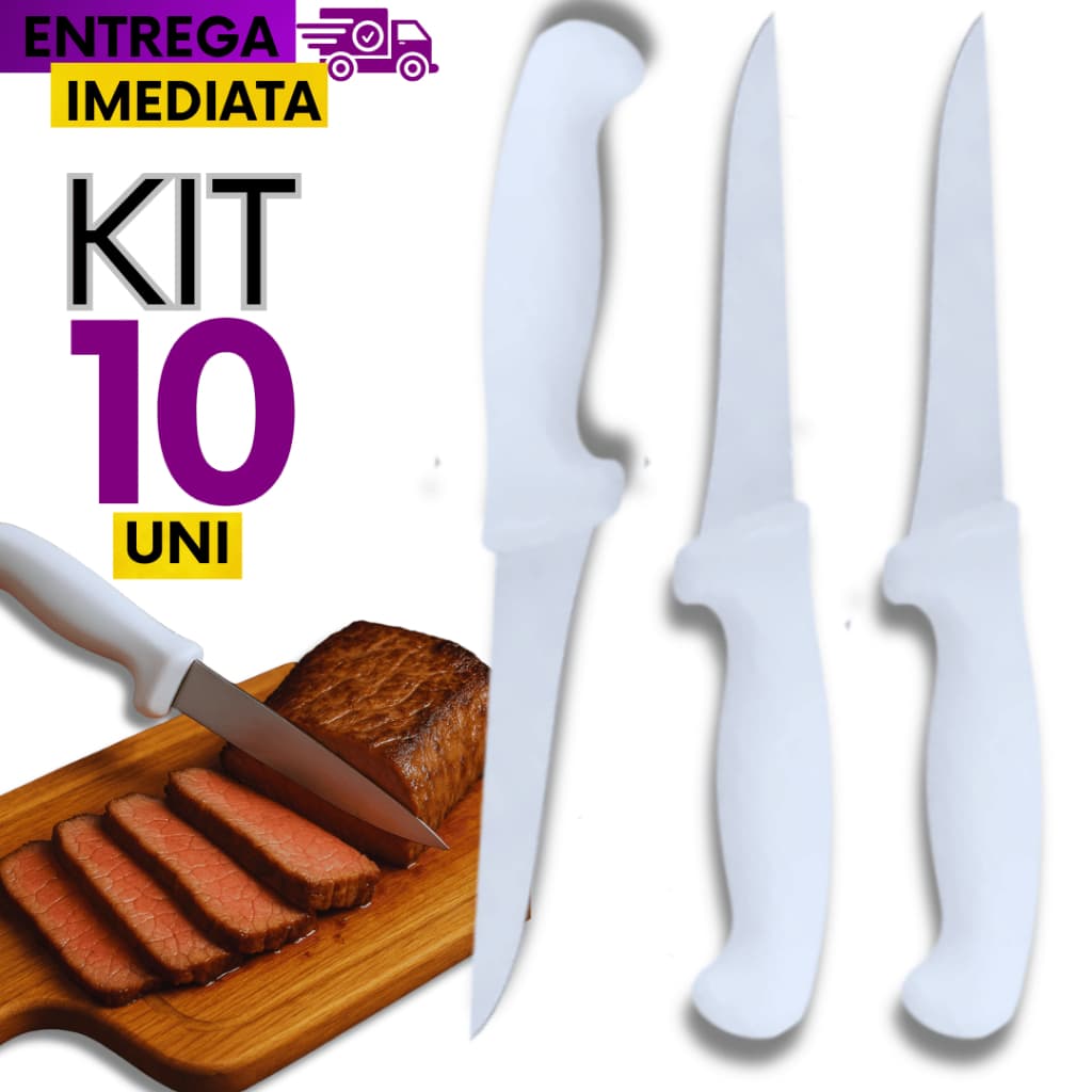 Facas Multiuso 10 Peças Faca 26,8cm 6" Linha Top Chef Profissional Restaurantes e Açougueiros Variáveis Utilidades Inox