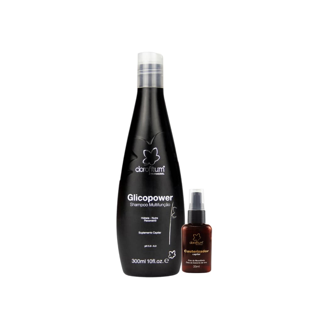 Kit Shampoo Hidratande Multifuncional 3 em 1 300 ml Glicopower e Reparador de Pontas De Macadâmia