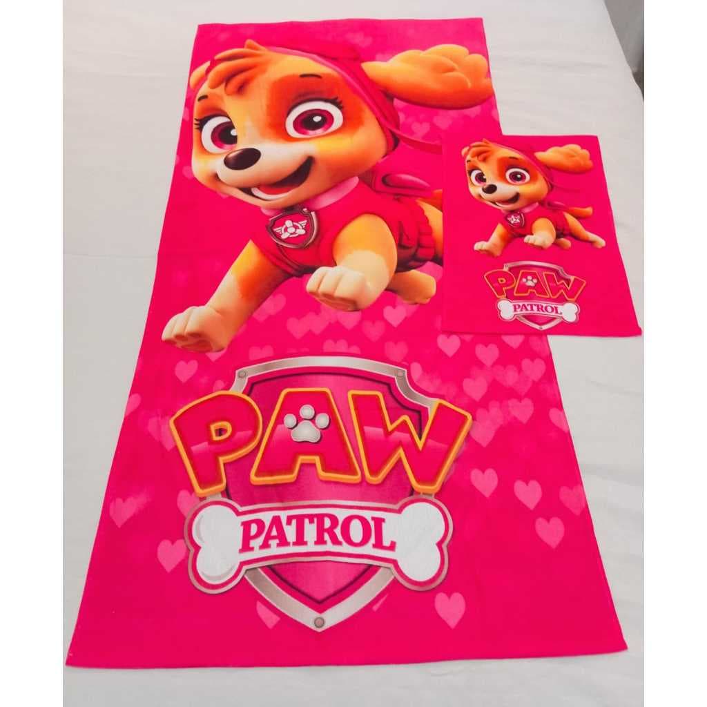 Kit Toalha de Banho + Toalha de rosto/mão Lancheira Patrulha Canina Skye