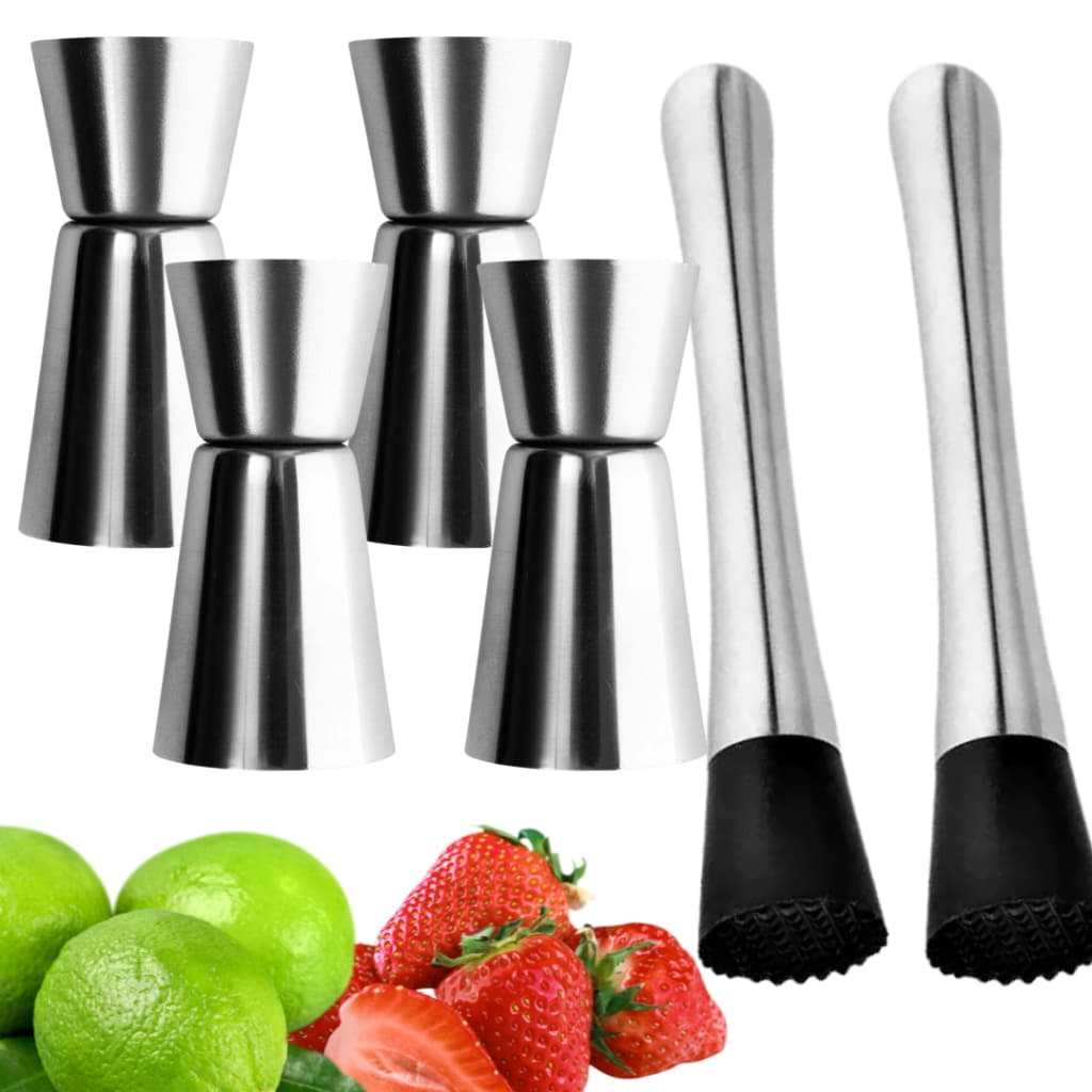 Kit 4 / 2 /1 Ideal para Caipirinha, Mojito e Drinks - Socadores e Dosadores Para Bar