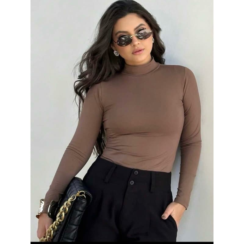BLUSA FEMININA MANGA LONGA GOLA ALTA