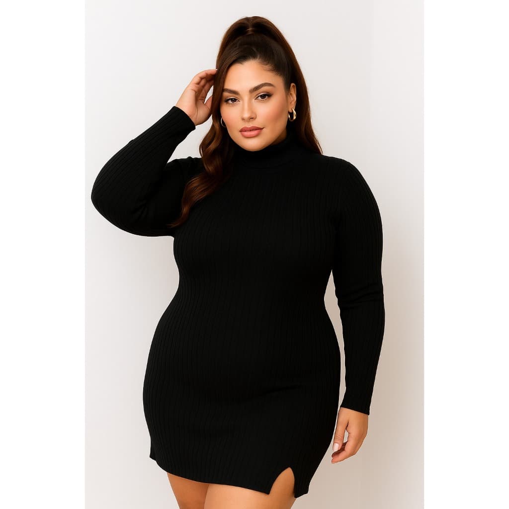 DRAPA PLUS - VESTIDO GOLA COM FENDA PLUS SIZE