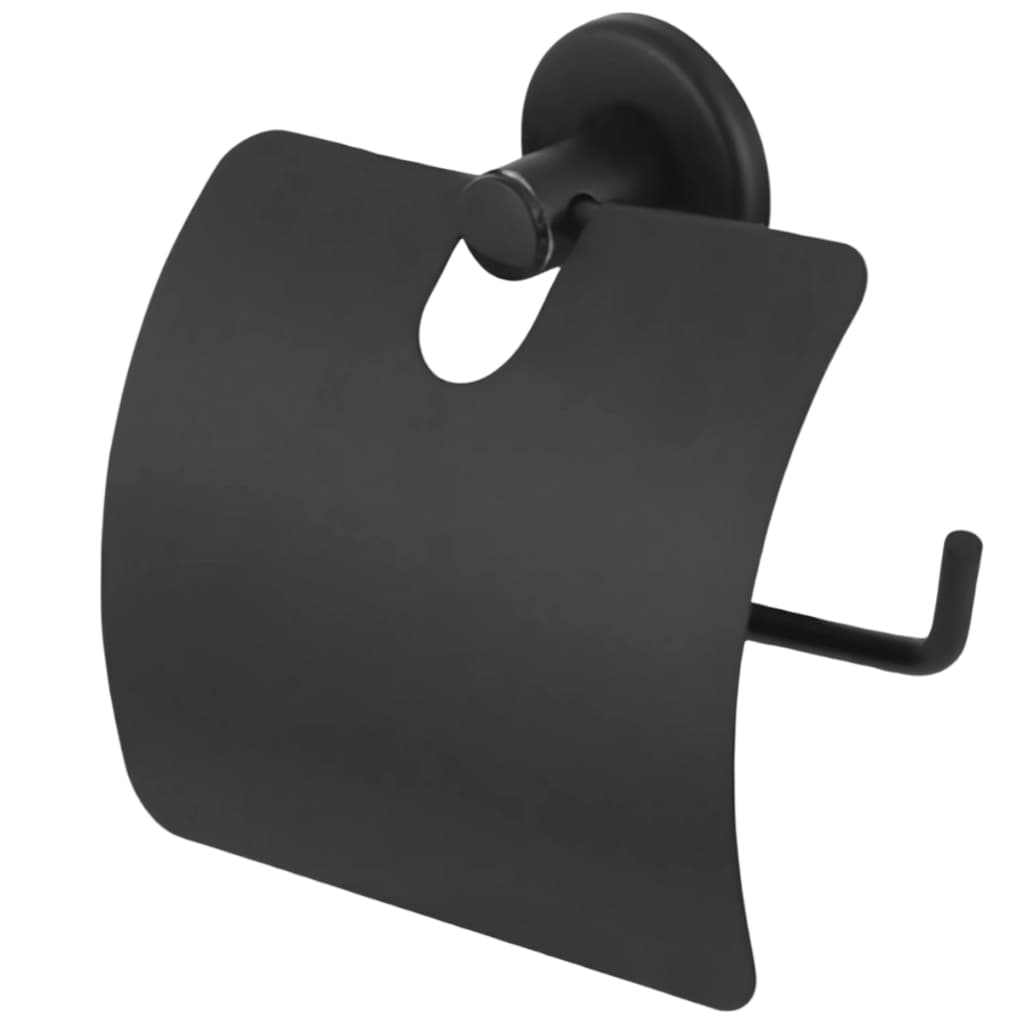 Porta Papel Higiênico Inox Preto Fosco Papeleira Banheiro Parede Antiferrugem Design Moderno