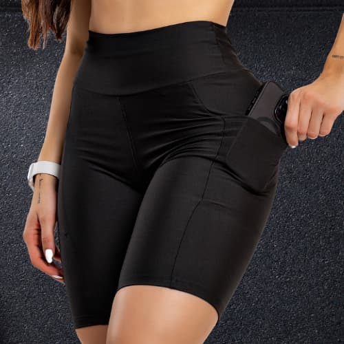 Bermuda Para Ciclismo Feminina Corrida Zero Transparência 2 Bolso Lateral Academia Lisa Cós Alto