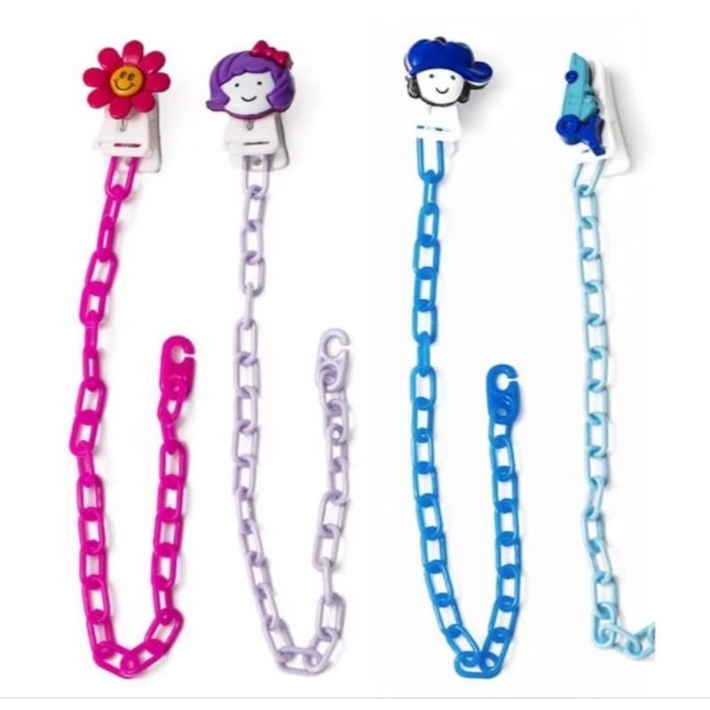 Prendedor de chupeta corrente kit com 2 prendedores.