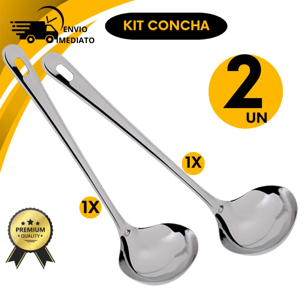 Conjunto Conchas Kit Para Casa Restaurante Inox Sopa Caldo Feijão Bebida Quente