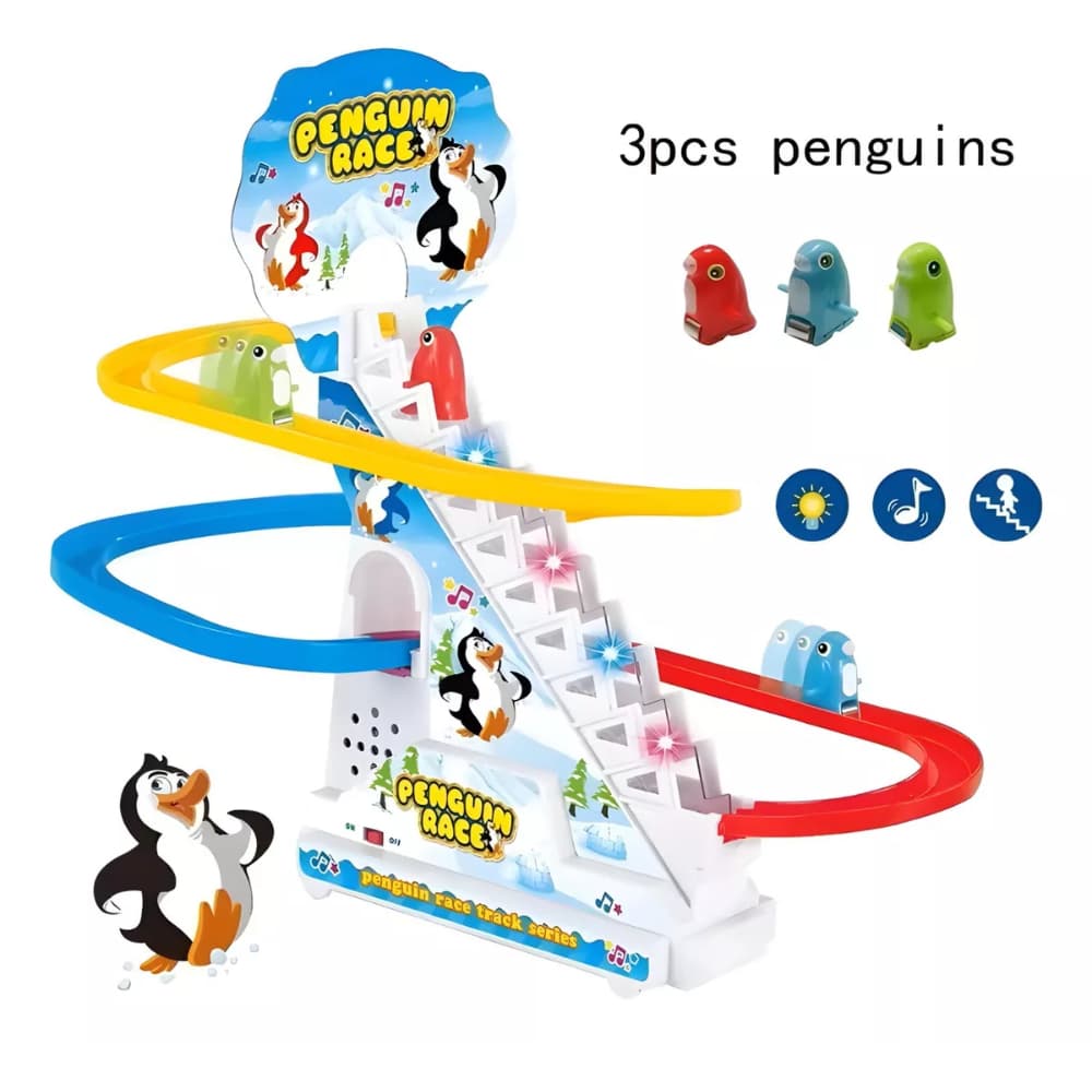 Brinquedo Interativo Musical Playground Infantil Sobe e Desce Pinguim Pista Escorregador Pinguim