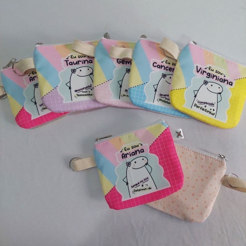 Nécessaire/porta moedas para dinheiro remédios pen-drive carregador cartões chaveiro artesanal em tecido Signos