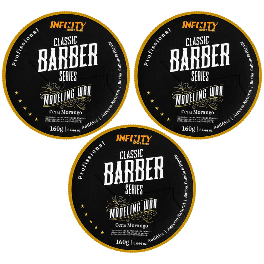 Kit 3x Cera Modeladora Morango 160g  Incolor Infinity  Anti Frizz  Alta Fixação  Efeto Brilho