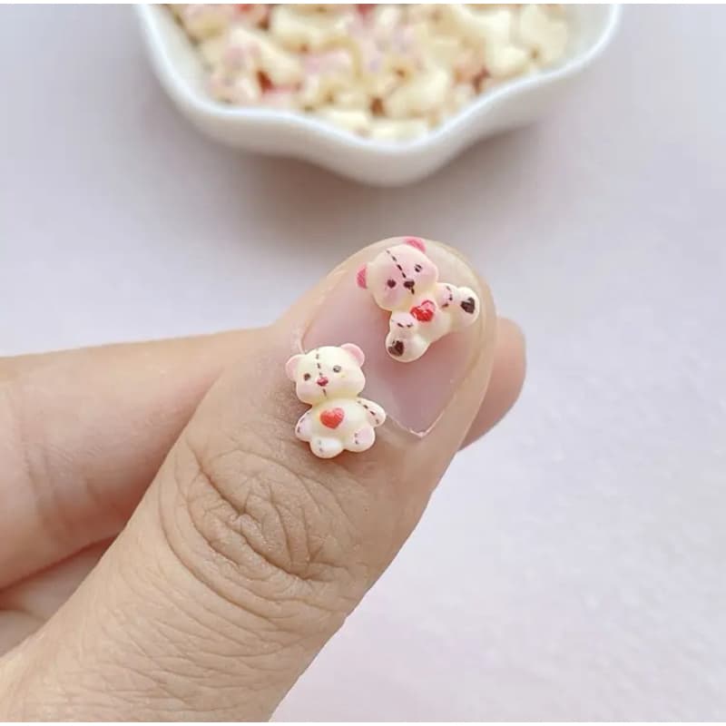 Kit com 10 Ursinhos Miniatura - Decoração Fofa para Unhas, Slime, DIY e Artesanato