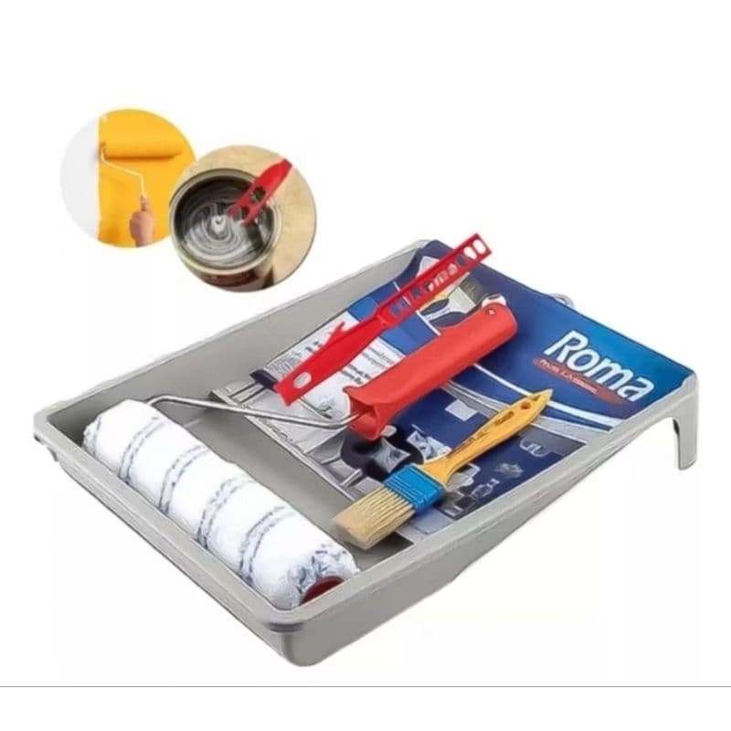kit Pintura bandeija suporte rolo trincha kit 5 Peças