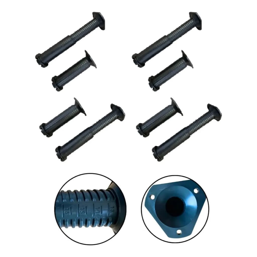 Kit 8 Pés Ajustáveis 13 A 21 Cm Preto Com 24 Parafusos Preto