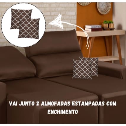 Kit Capa Protetora de Sofá Retrátil Reclinável 2 lugares  + 2 Almofadas