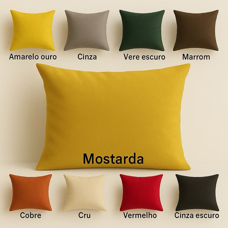Capa de Almofada Suede Luxo com Zíper | 40x40 ou 60x60 | Várias Cores