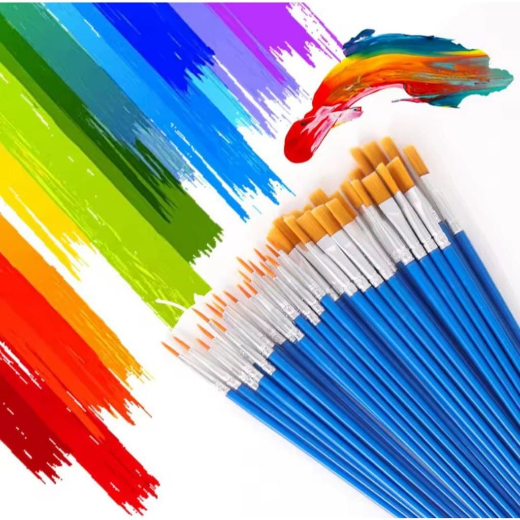 Kit 50 Pincéis Aquarela Para Pintura Artesanato Artes Pintura de Rosto Ponta Fina Redonda e Chato