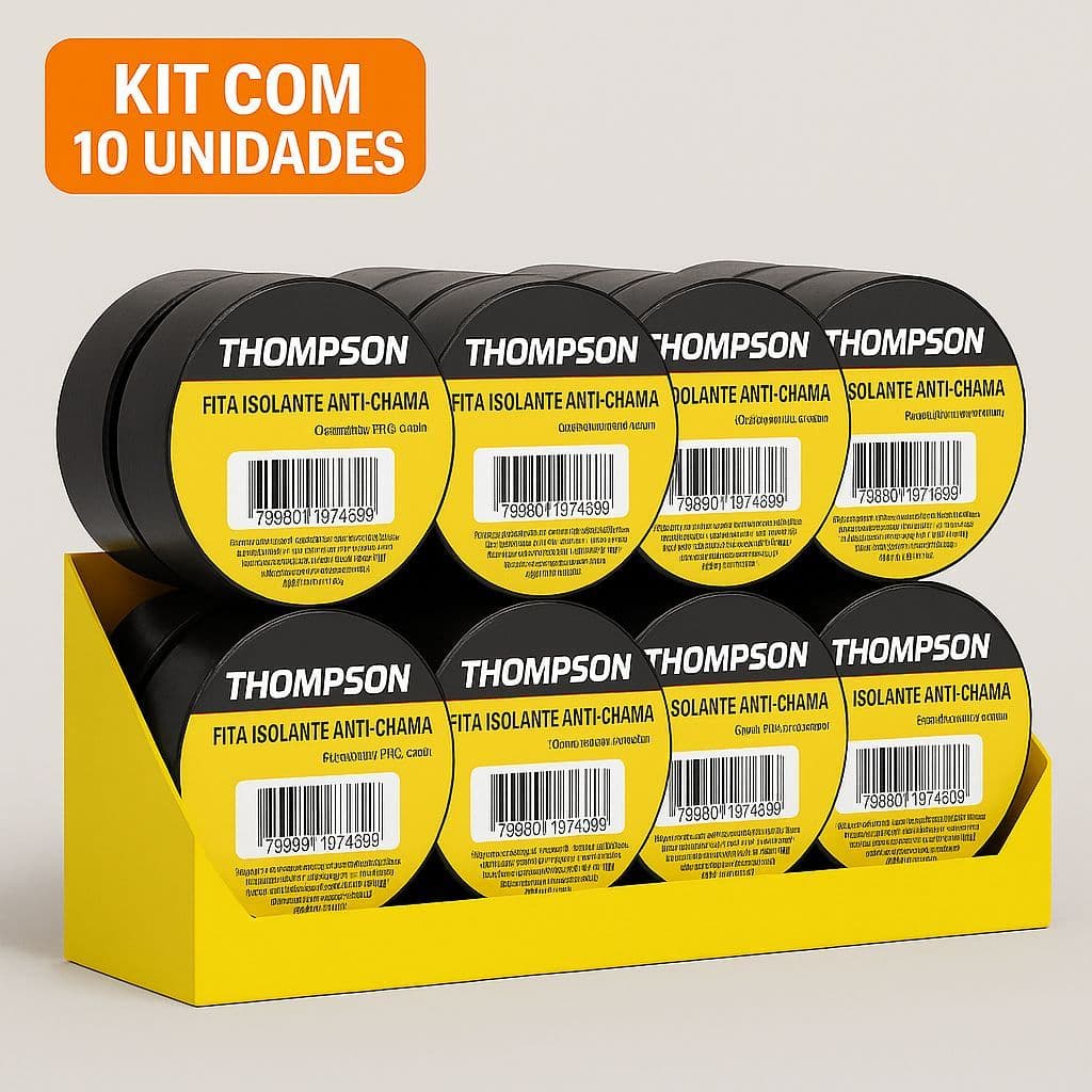 Kit Com 10 Fitas Isolantes Thompson Anti-Chama 5 Metros Atacado