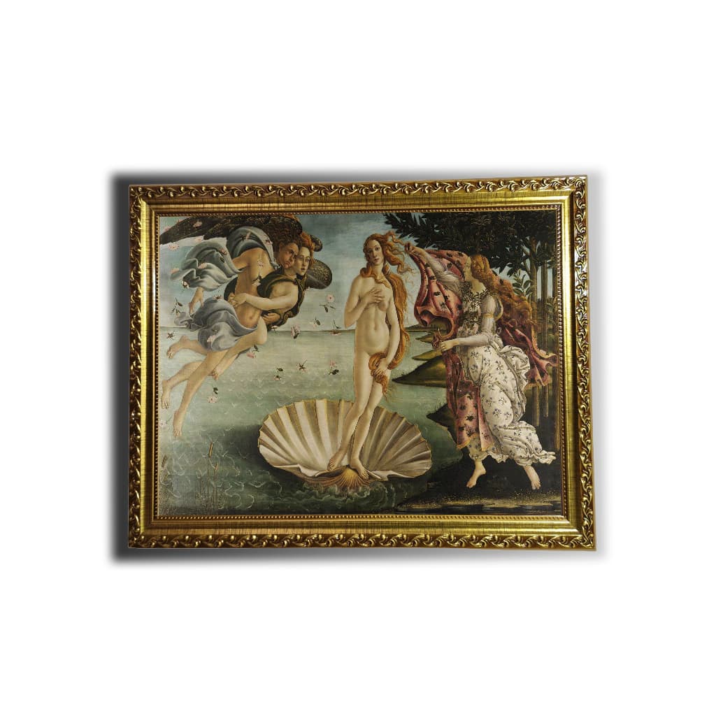 Quadro Luxo O Nascimento de Vênus em Tecido Moldura Madeira Decoração Casa Presente