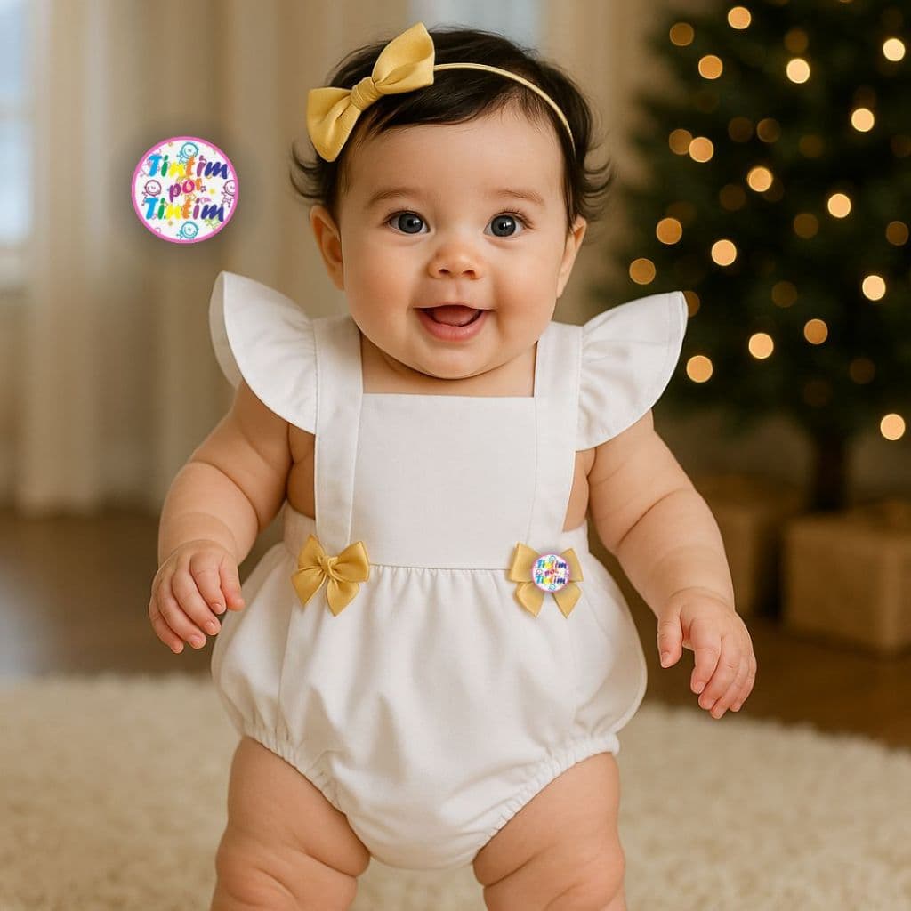 Romper bebê natal e ano novo roupa de festa infantil Body com Ciganinha Tintim por Tintim Modas