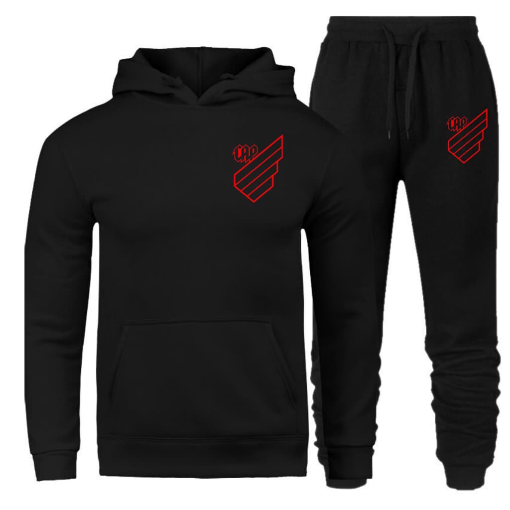 Conjunto Moletom Athletico Paranaense PR Flanelado Blusão com Capuz Furacão