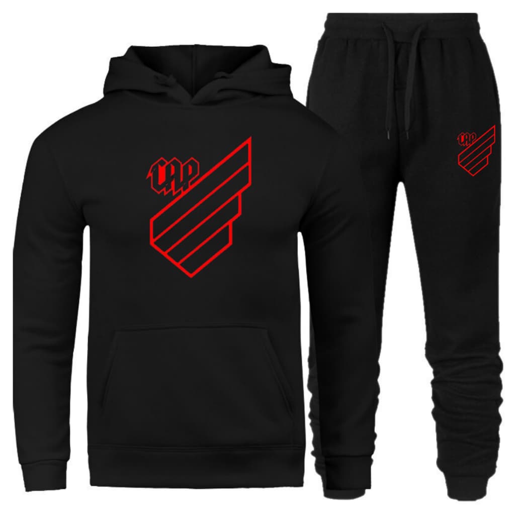Conjunto Moletom Athletico Paranaense PR Flanelado Blusão com Capuz Furacão
