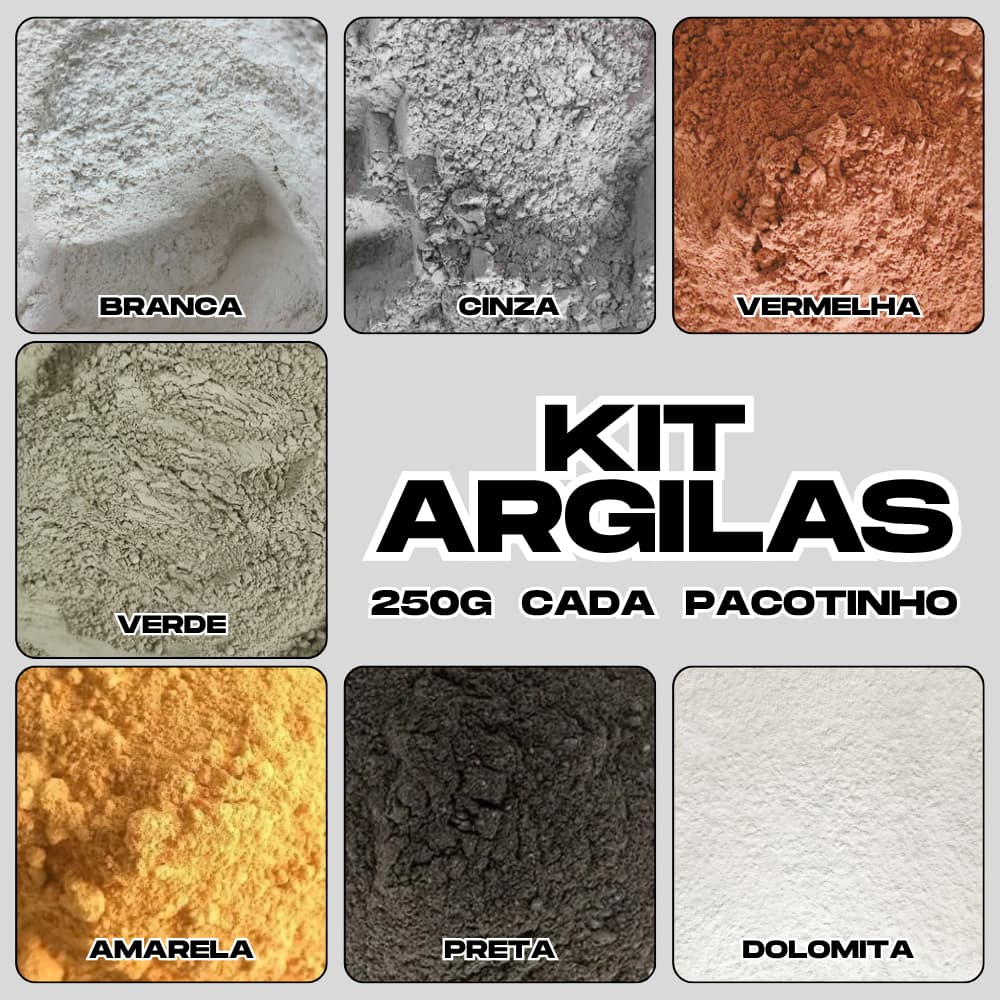 Kit Argilas 7 Pacotes de 250g Cada Cor