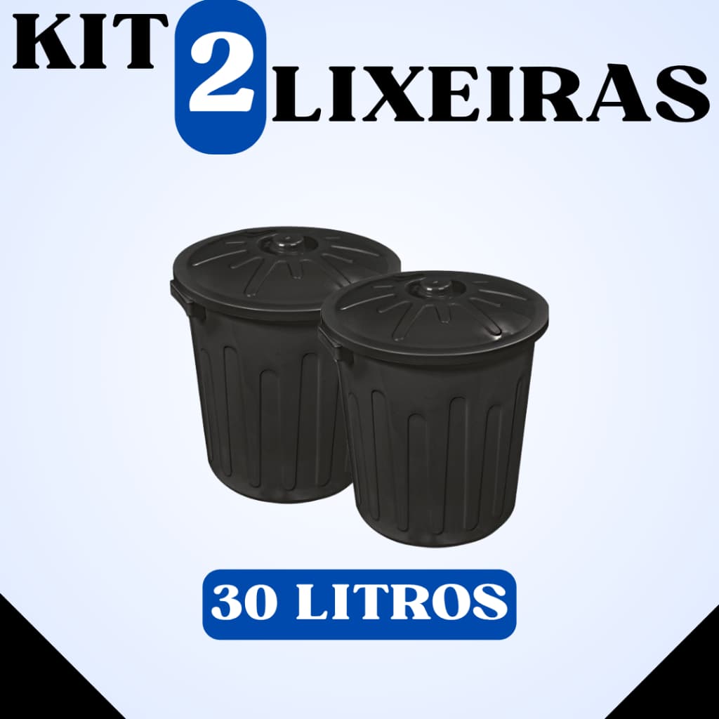 Kit 2 Lixeiras 30 Litros Plástica de Alta Qualidade – Durabilidade e Praticidade -TOY CF30PT