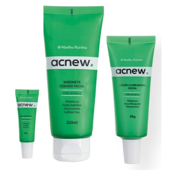 Kit Acnew Gel de Limpeza / loção clareadora pra manchas de acne e Gel secativo para Acne