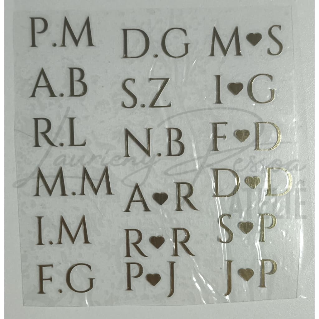 Adesivo termocolante - 1 cm - Iniciais - Kit com 18 unidades