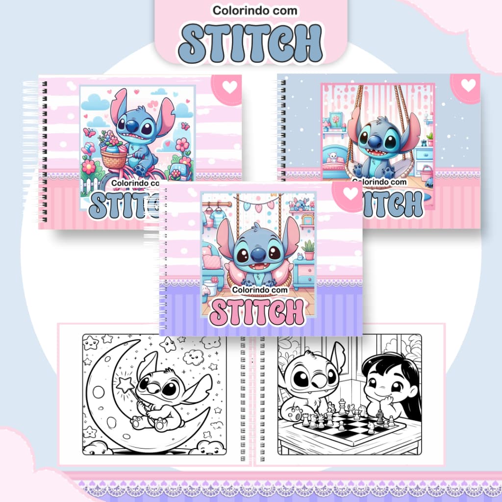 Livro de Colorir Stitch 2.0 51 Folhas 180G Caderno de Desenho Pintura Coloring Book SEM PERSONALIZAÇÃO