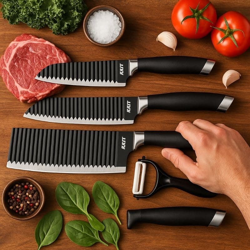 Kit Jogo facas aço inox 4 peças churrasco pegada ergonômica e super resistente