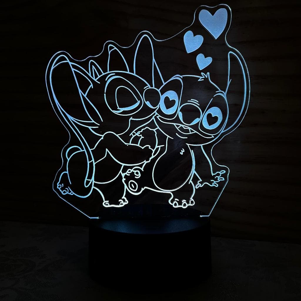 Luminária Abajur Stitch Led Personalizada Acrílico Colorido Exclusivo