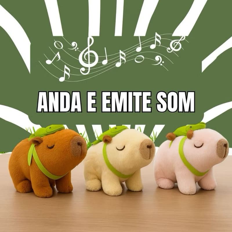 Brinquedos Capivara Pelúcia Anda E Faz Barulho Fofinhos