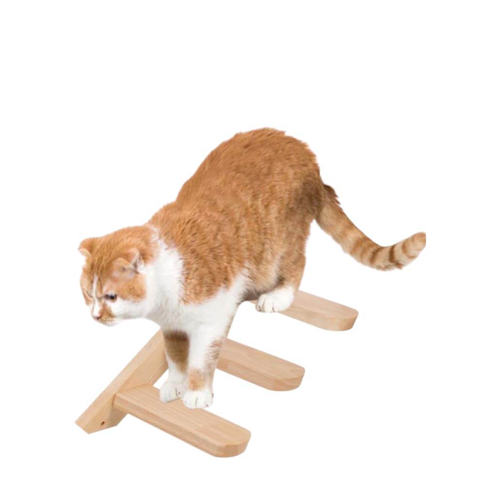 Escada para gatos madeira natural e sisal